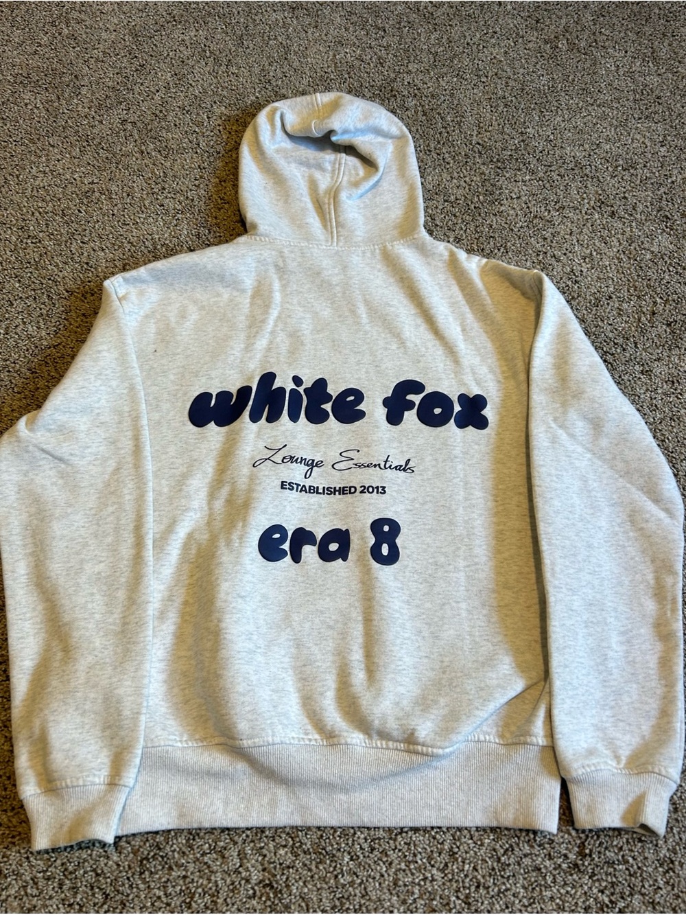 White Fox Gray & Navy Era 8 Hoodie — Lounge Essentials